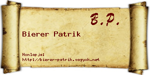 Bierer Patrik névjegykártya